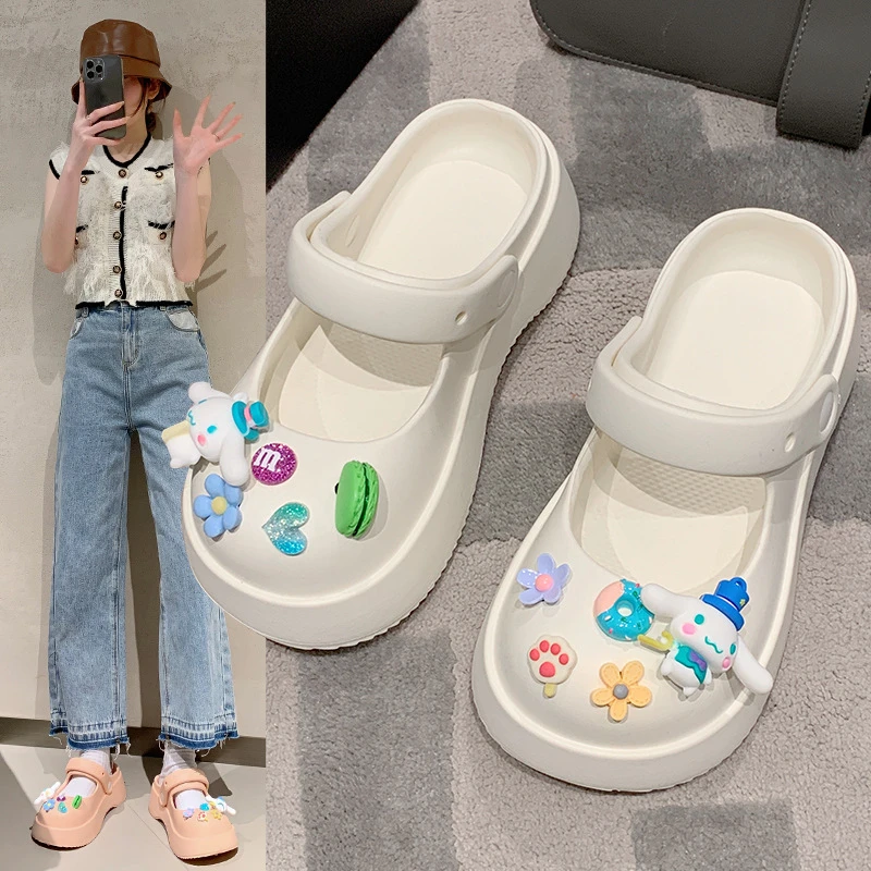 玛丽珍玉桂狗洞洞鞋女2025夏季新款外穿厚底少女心卡通包头凉拖鞋