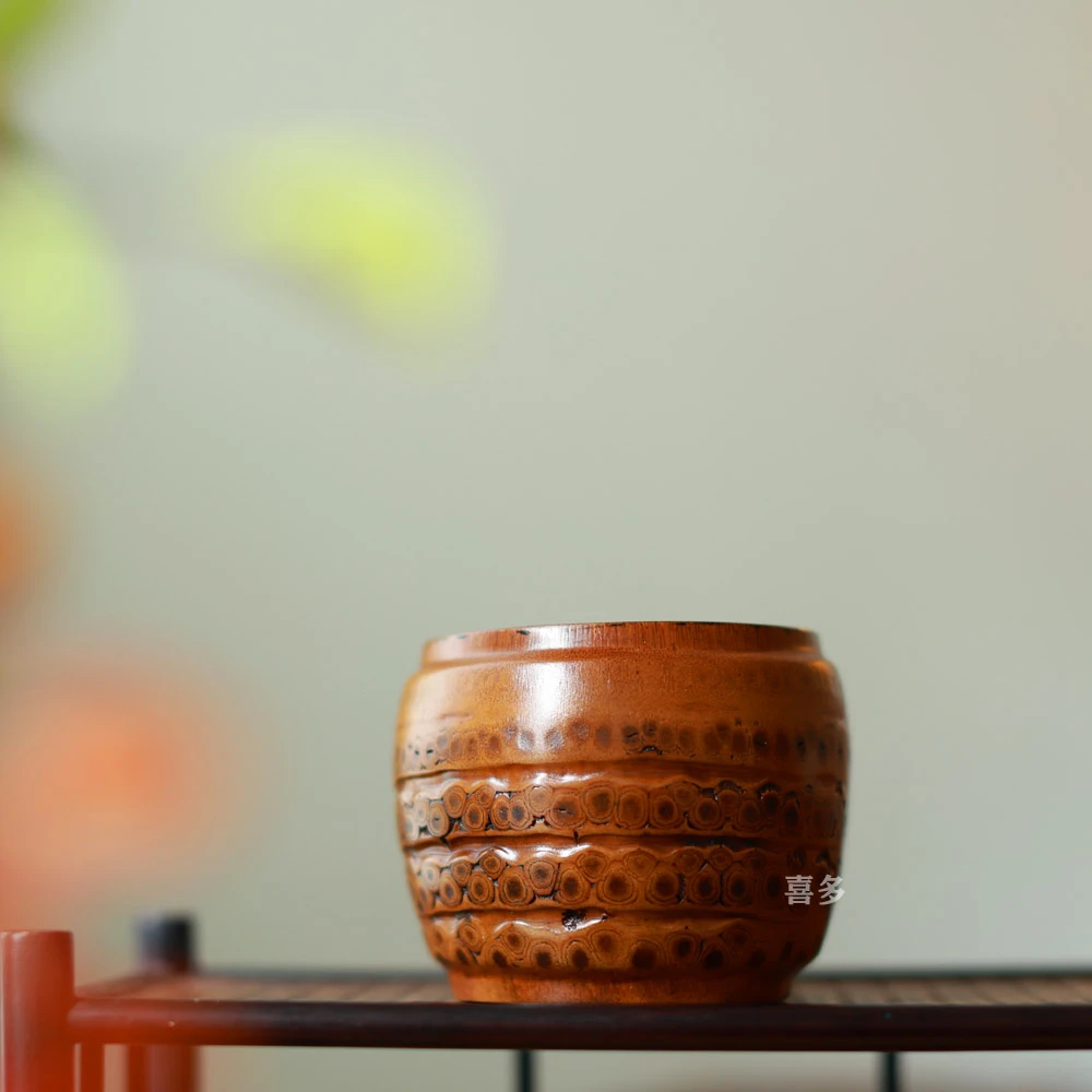 竹根雕楠竹鎏金建水茶洗水盂茶渣桶茶具水碗家用水洗茶道用具