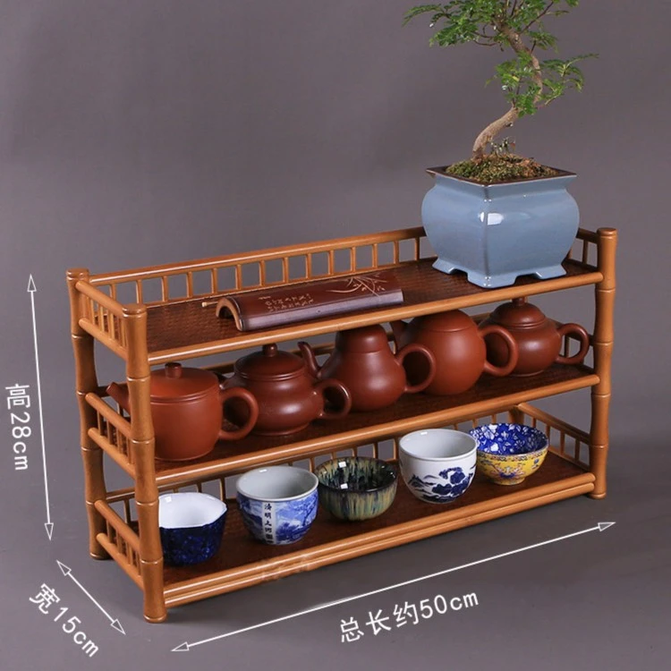 精编席面三层置物架茶道茶具摆件文玩收纳盘双层茶杯架干泡台茶棚