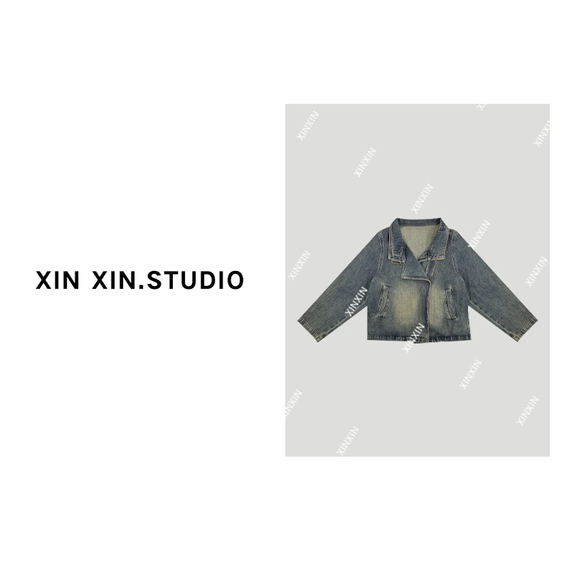 X.x.牛仔外套女韩版时尚立领休闲百搭复古夹克牛仔衣C03-23161