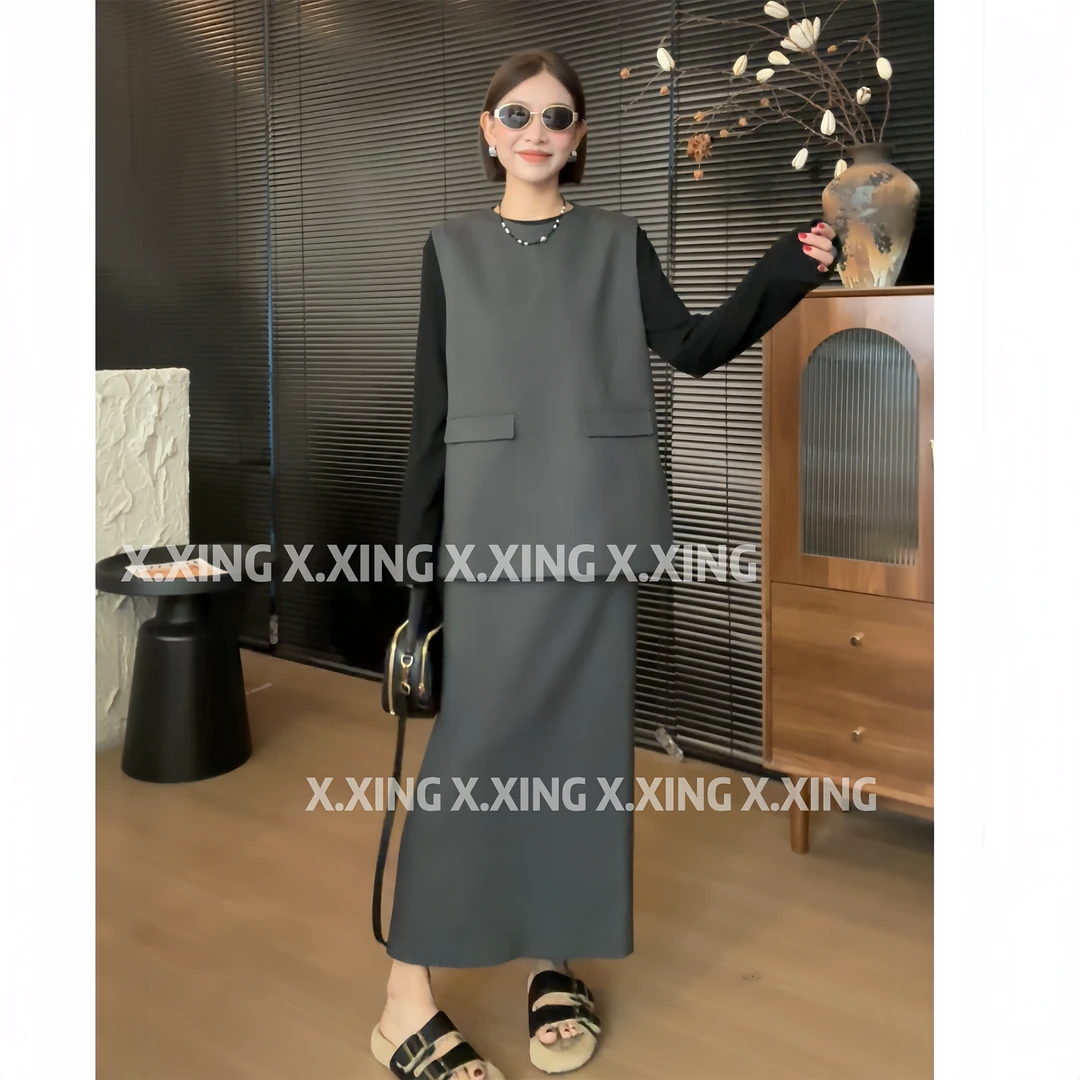 X.x.韩版西服套装高级感休闲时尚气质上衣A字裙两件套C31-2125