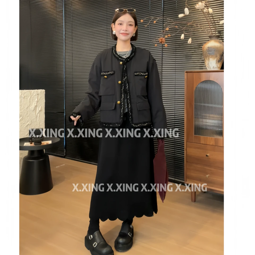 X.x.小香风夹棉外套女新款休闲时尚百搭夹克短款上衣C31-2180