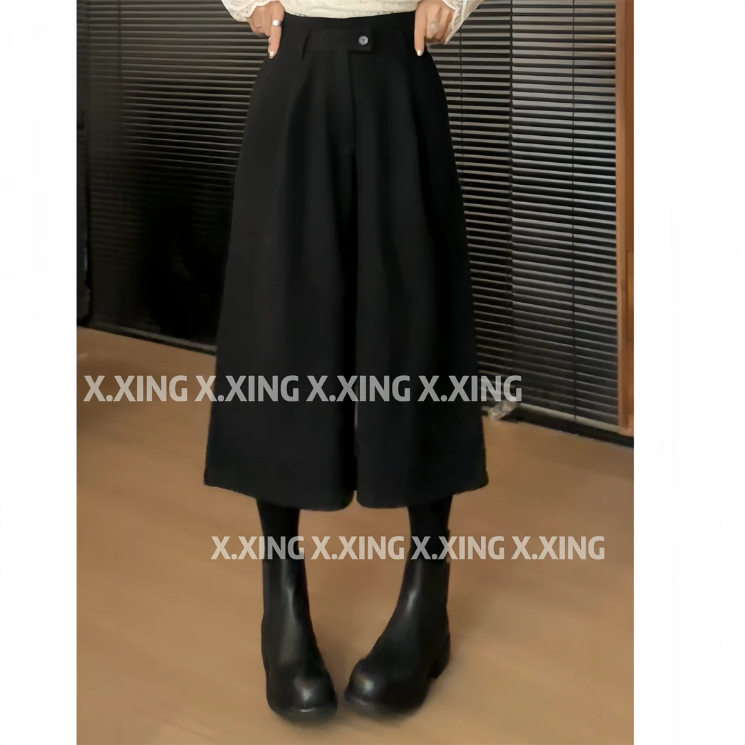 X.x.韩版百搭高腰阔腿裤七分裤显瘦时尚休闲西装裤C32-7702