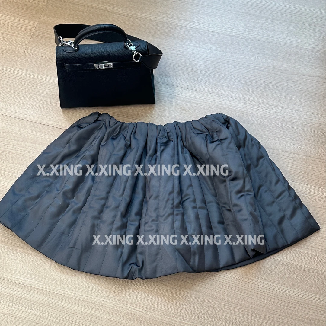 X.x.韩系复古新款高级感半身裙压褶肌理感百搭时髦短裙C31-2301