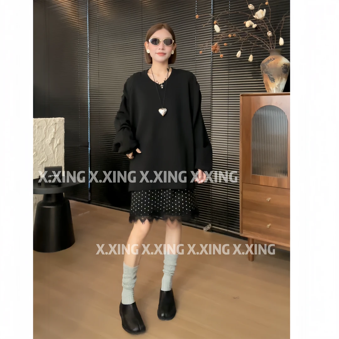 X.x.秋季薄款卫衣女时尚百搭慵懒风长袖T恤休闲打底衫秋C32-9109