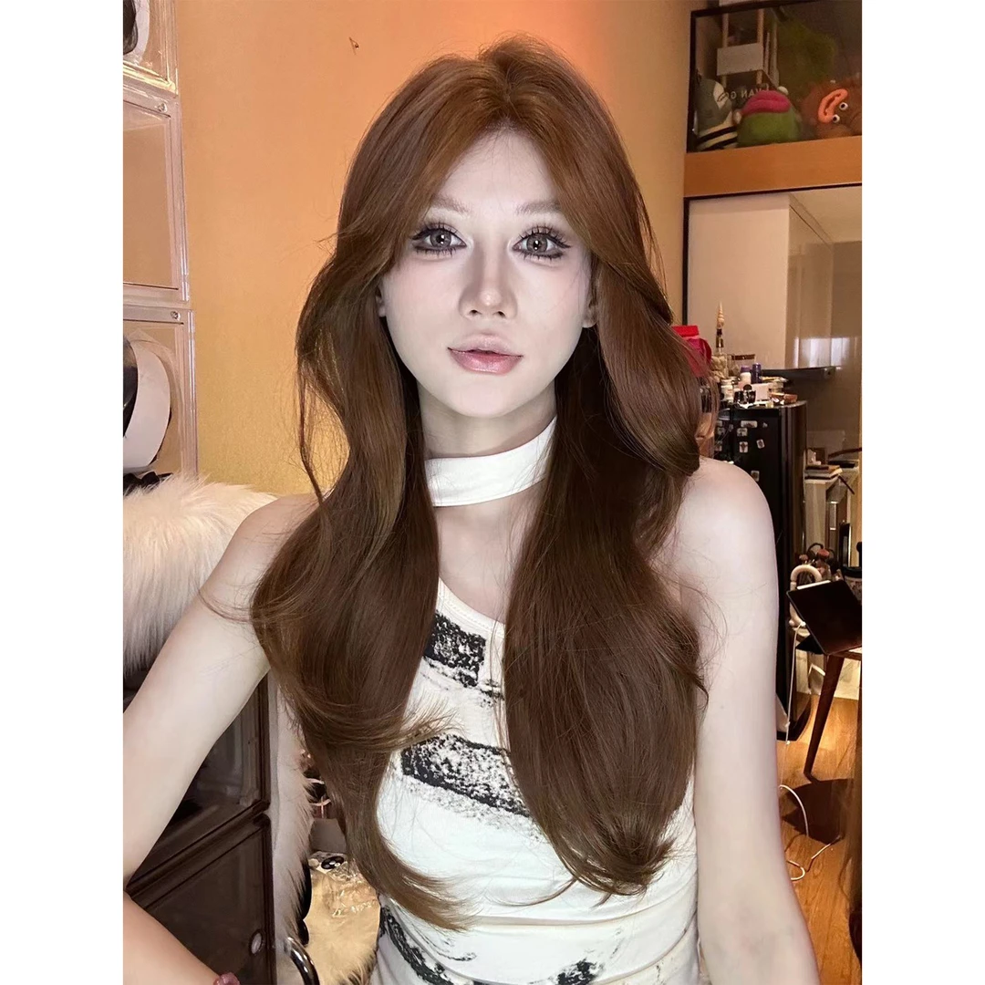 新款小额蕾丝五排手织中分蓬松大波浪卷发假发女时尚仿真假发套