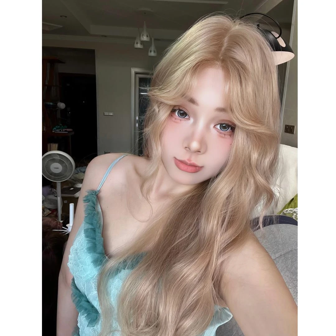 【巴黎旧梦】小额蕾丝假发女网红中分长卷发自然逼真辣妹全头套