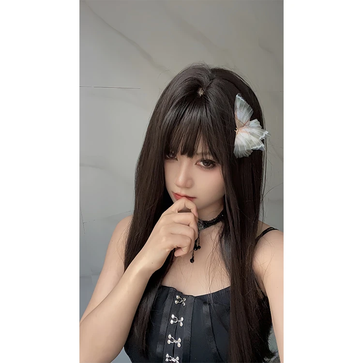 【富江】假发女长发齐刘海黑长直全头套式自然全真人发全头套