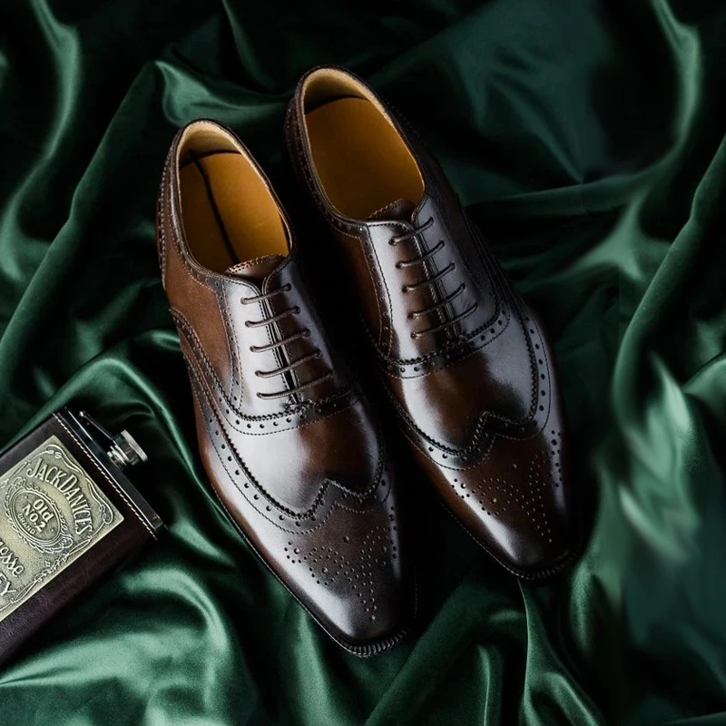 【布洛克牛津鞋】耳东ERD男士手工擦色复古英伦真皮商务正装皮鞋