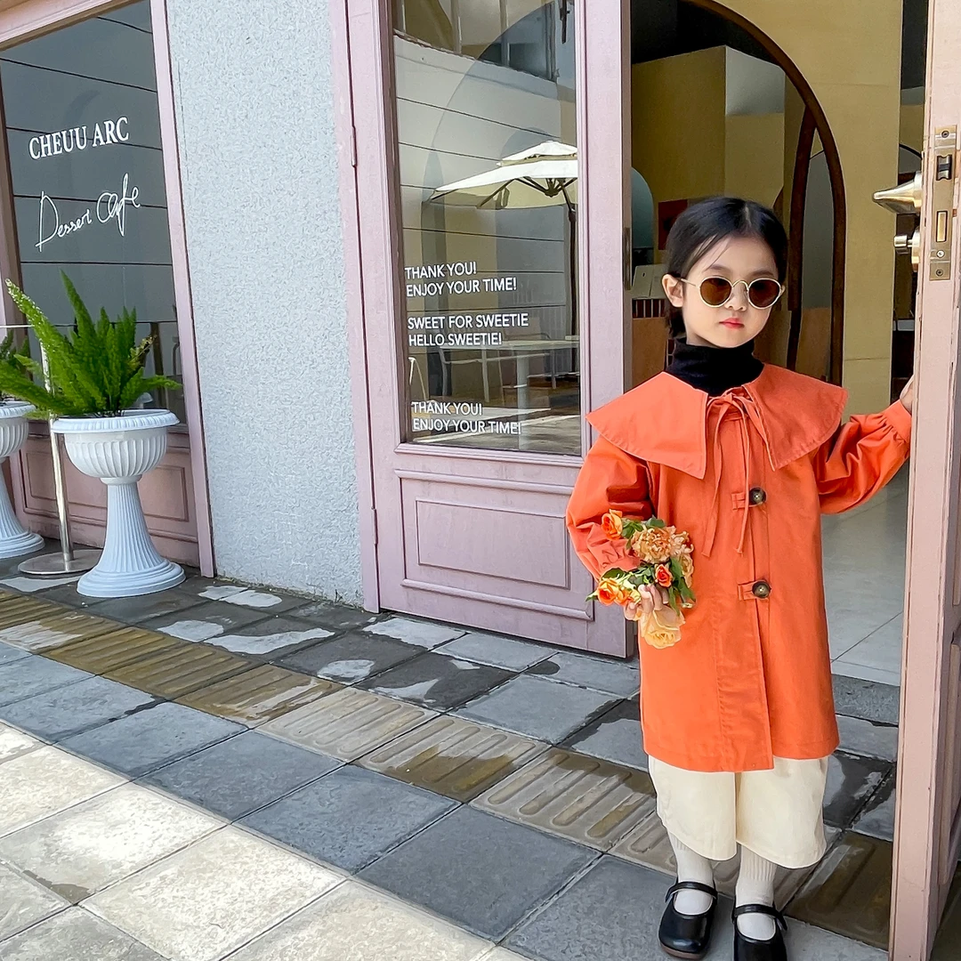 【DDDong】女童秋冬季风衣中长款外套