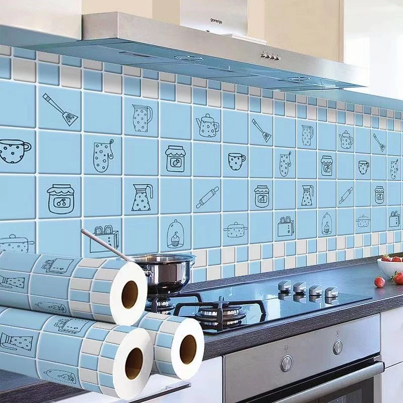 厨房防油贴纸加厚防烫耐高温防水耐磨自粘贴纸卡通花色墙壁贴纸