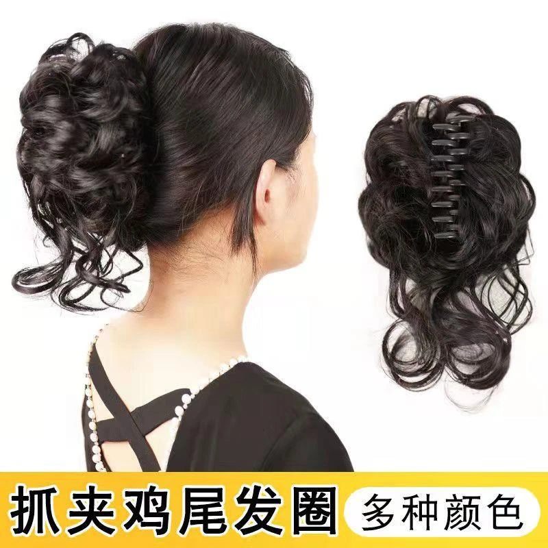 长须抓夹复古发圈仿真发花苞头蓬松自然丸子头女发饰盘发神器