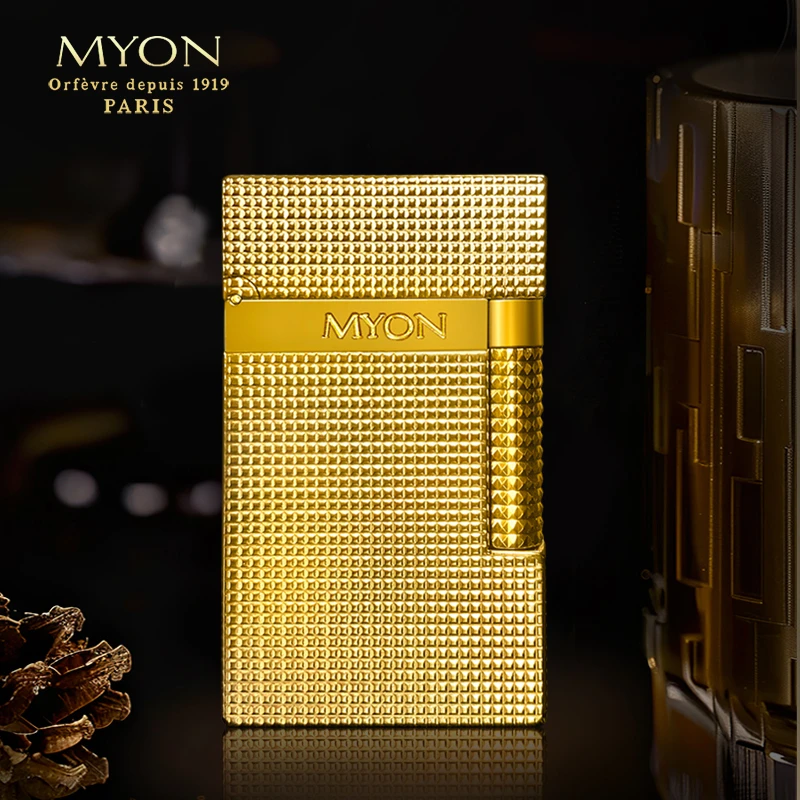 MYON欧洲勉牌朗声汽机五面雕镀金巴黎丁M802创意打火机一机一码