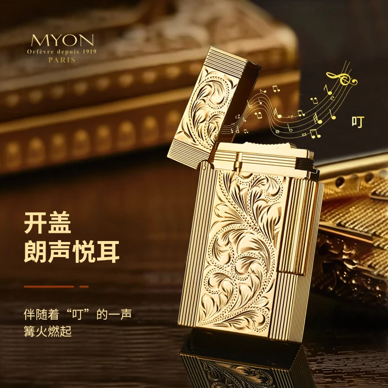 MYON欧洲勉牌朗声机一机一码气体机五面手工雕镀金富贵唐草款M801