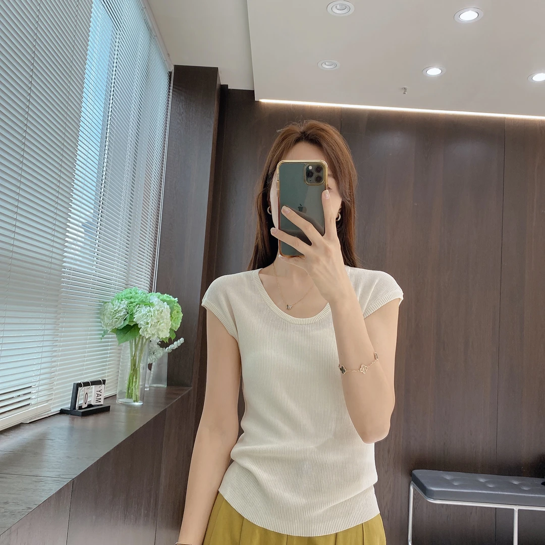 IMFLY金小金自制 针织衫DYW7083短袖T恤女夏季小飞袖薄打底上衣