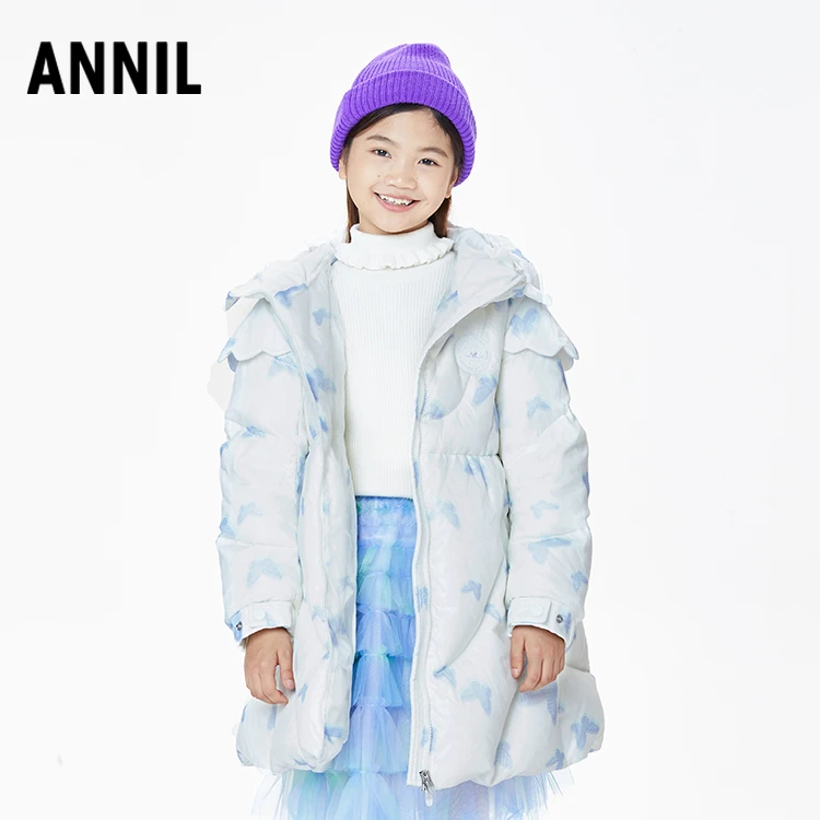 【商场同款】女童鸭绒长款羽绒服2022年冬季新款安奈儿童装AG2456