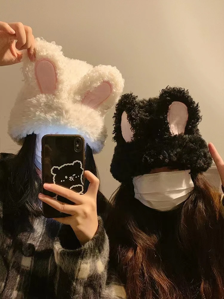 【森林推荐】兔耳朵甜美可爱秋冬加厚保暖毛线帽潮包头ins风毛绒