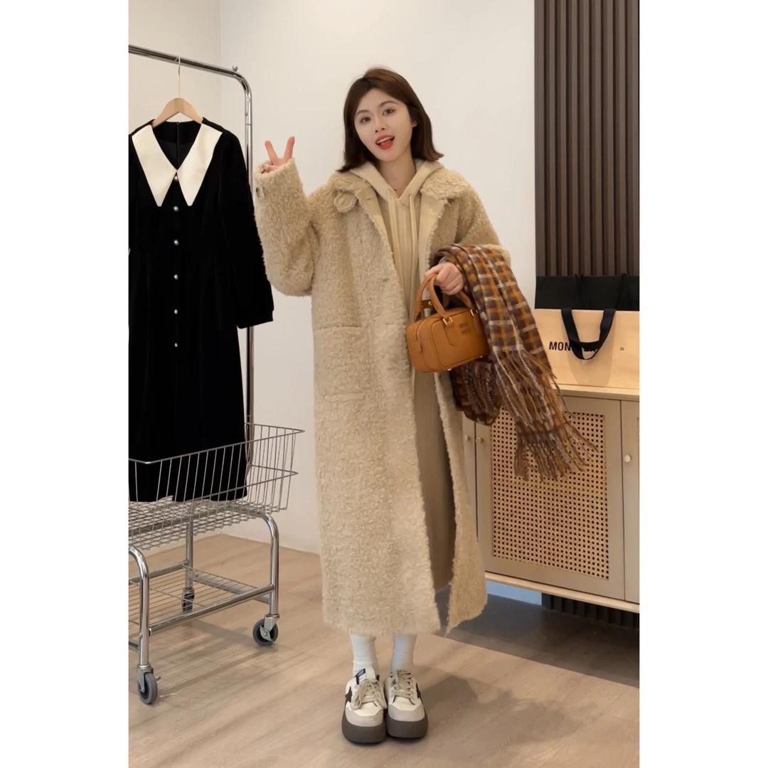 咖色高级大衣女中长款2023冬新款韩版加厚宽松外套女 0997