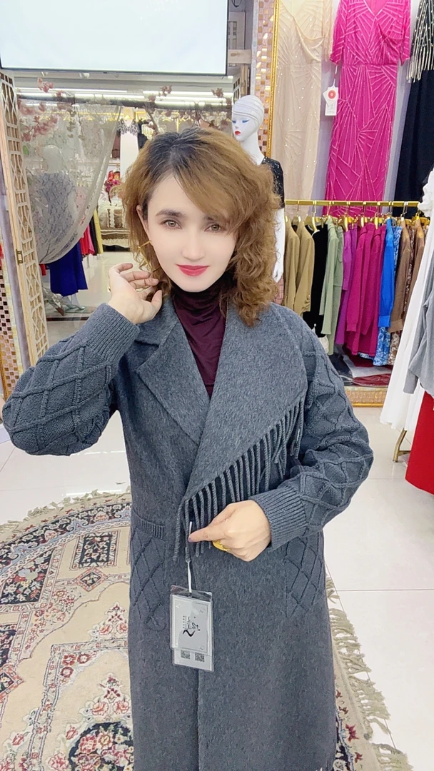 MODA KIZ轻奢拼接羊毛羊绒大衣中长款保暖外套