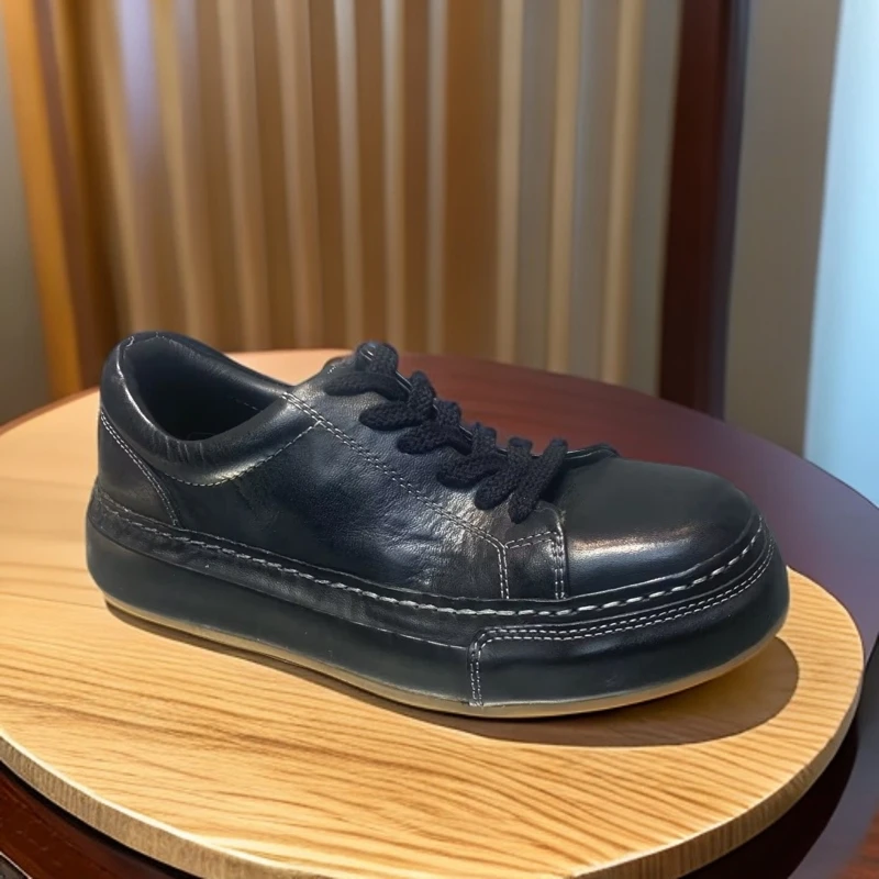 2024高端水洗马皮白色小白鞋女百搭舒适透气休闲单鞋女SW6802-1