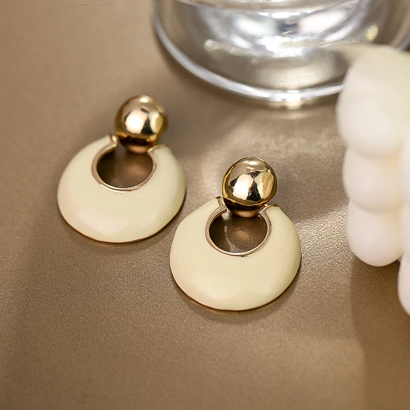 铜合金耳饰 复古轻奢几何耳钉法式时尚小众气质网红高级感耳环女1