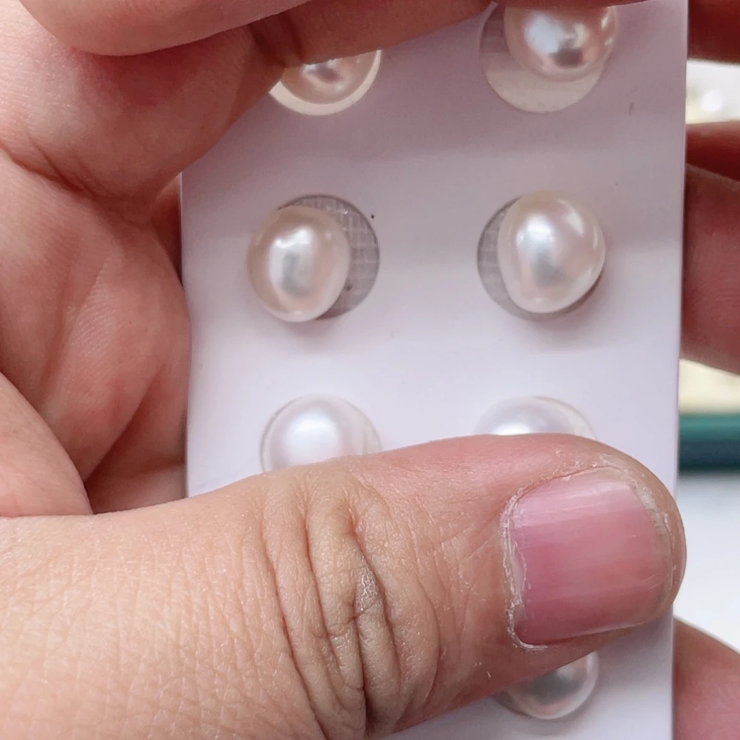 淡水珍珠耳饰银S925镶嵌蓝*川