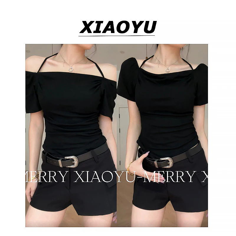 小鱼【长岛冰茶】甜辣法式气质两穿上衣女夏季性感时尚露肩T恤