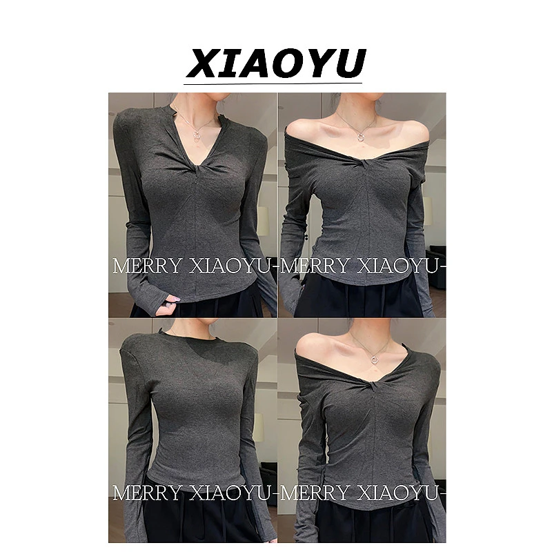 【年终特价】辣妹一衣多穿女秋设计感修身显瘦长袖v领上衣