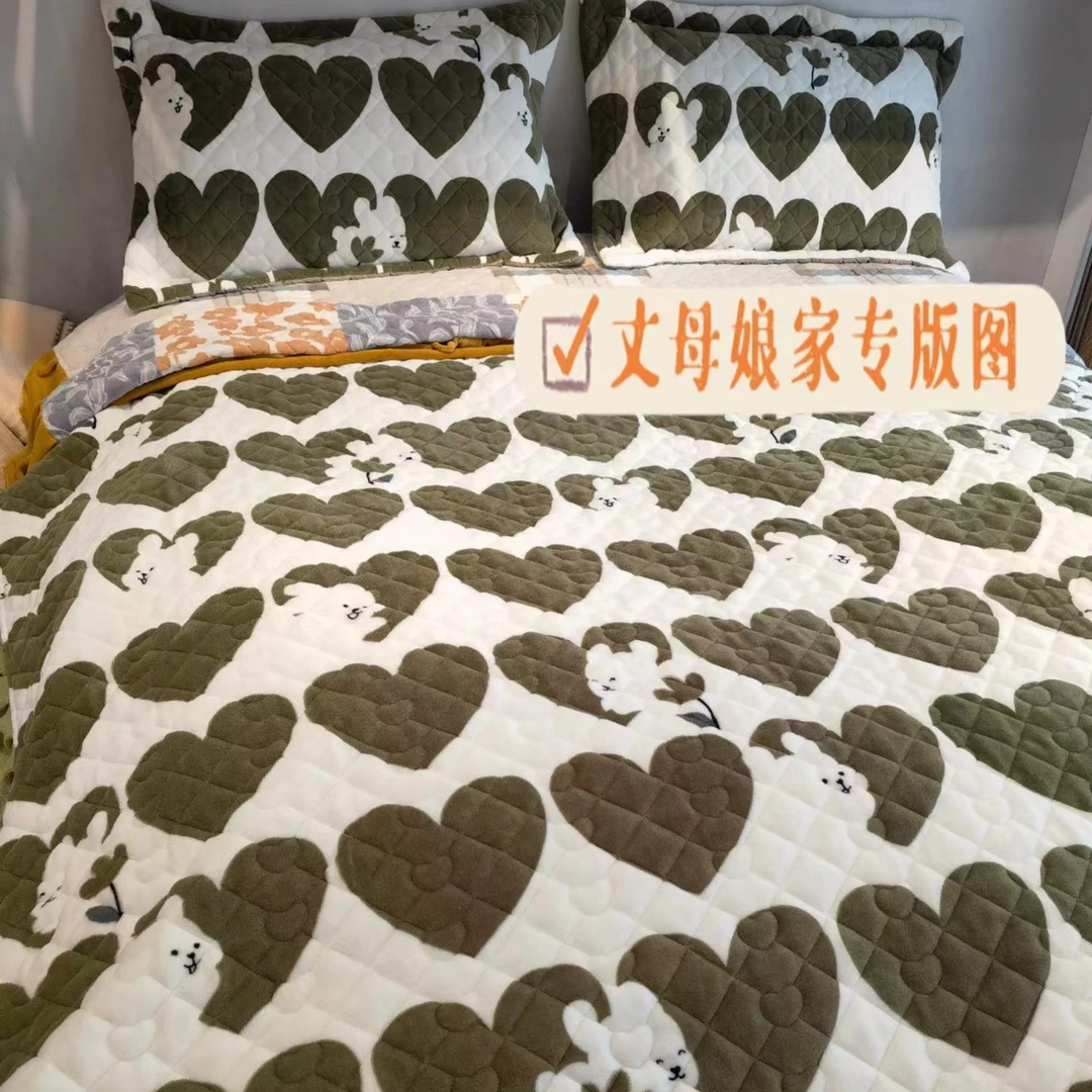 （2.3x2.4米）高品花边牛奶绒三件套2023新款（适用1.8米*2.0米床）