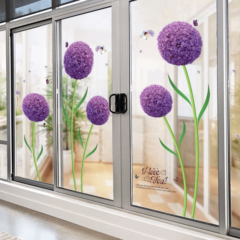 创意个性花卉植物组合玻璃贴窗花贴阳台厨房门贴纸卫生间窗户贴画