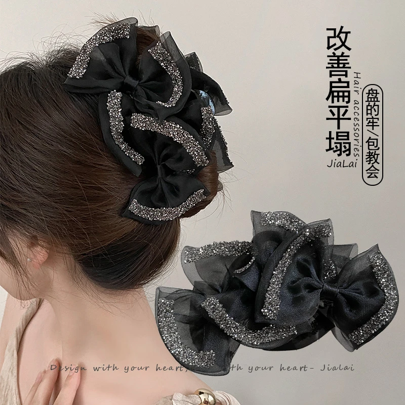 2024网红爆款发夹大号发量多后脑勺发饰高级感懒人盘发神器花头饰