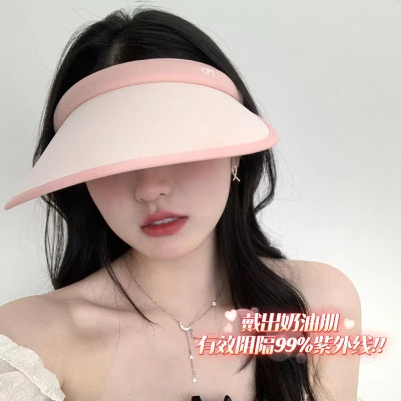 夏季新款遮阳防晒帽女发箍式空顶女气质UV大帽檐防紫外线遮脸帽子