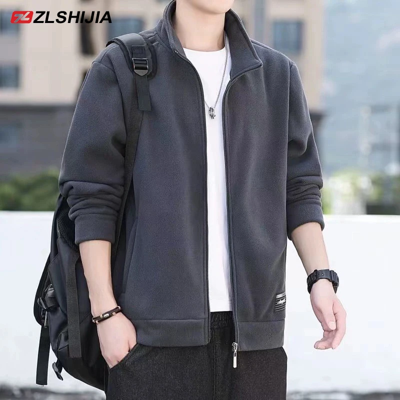 战狼世家夹克男士春秋季立领2024新款秋冬加绒休闲百搭摇粒绒外套