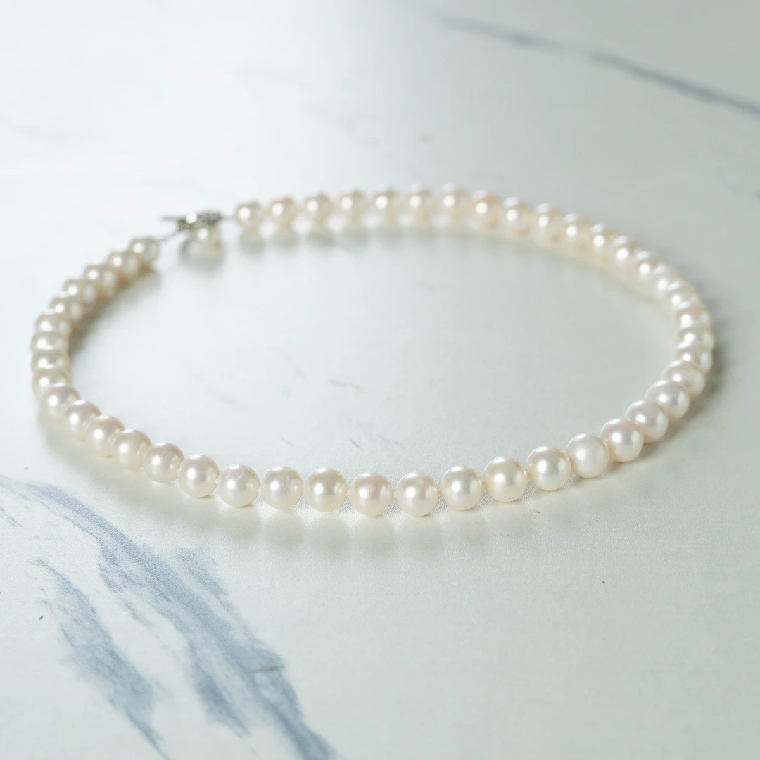 淡水无核珍珠白色全株链OT扣头自留款墨然珍珠时尚精致ZH12770