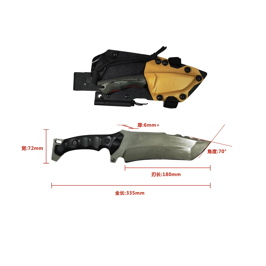 纯手工锻打【虎鲨】是一把具有劈砍，取火，磨刀，切割的多功能刀具