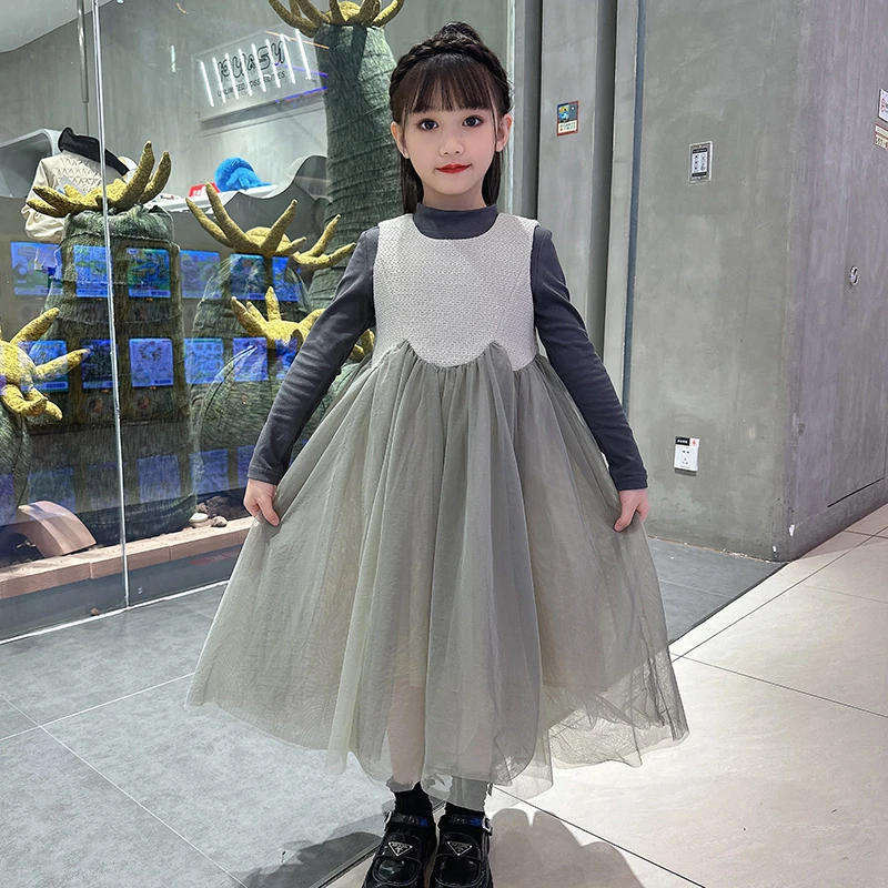 简女童秋装连衣裙2025年秋冬洋气儿童背心裙小女孩长袖裙子两件套