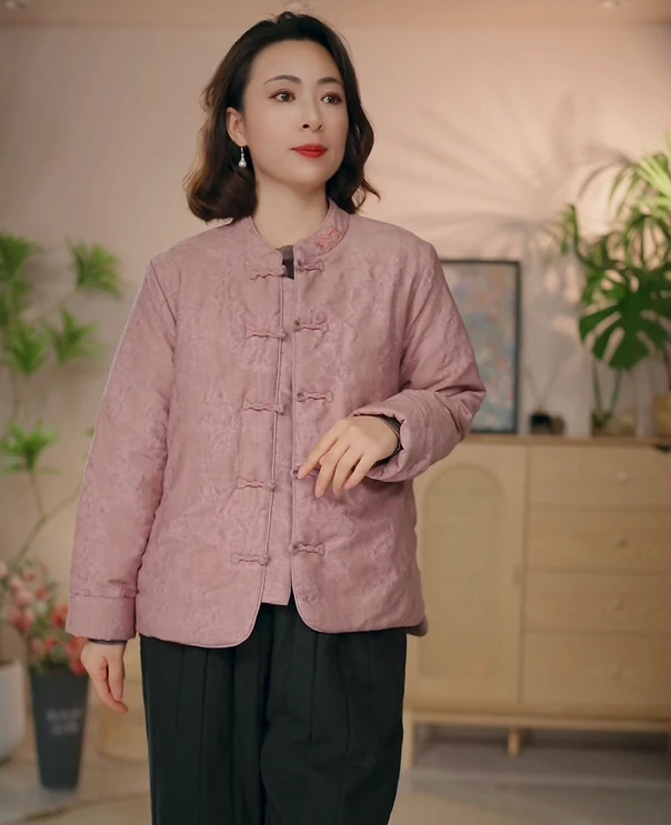 醉西施【冬日花事】 2024秋冬新品国风刺绣棉衣新中式短款加厚棉袄