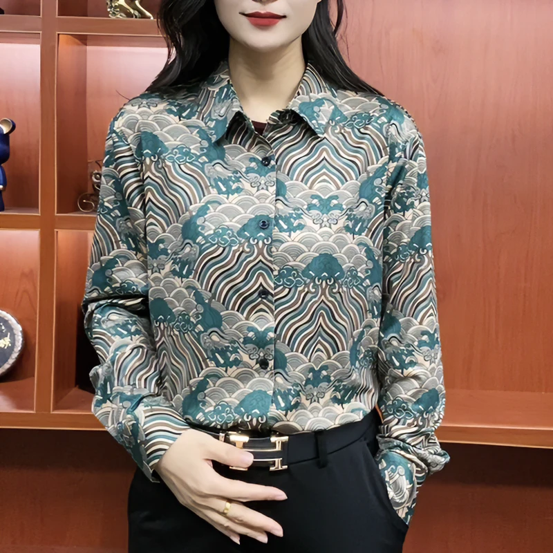 2025春季男士衬衫商务长袖无痕衬衣高档休闲花上衣时尚百搭