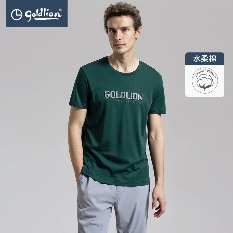 【金利来】男士休闲圆领短袖户外olT恤纯棉柔印花上衣-ETSEG953009