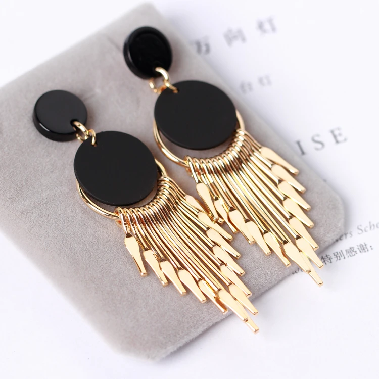 铜合金耳饰 复古百搭夸张长款流苏耳环新款潮个性耳钉耳坠耳饰品