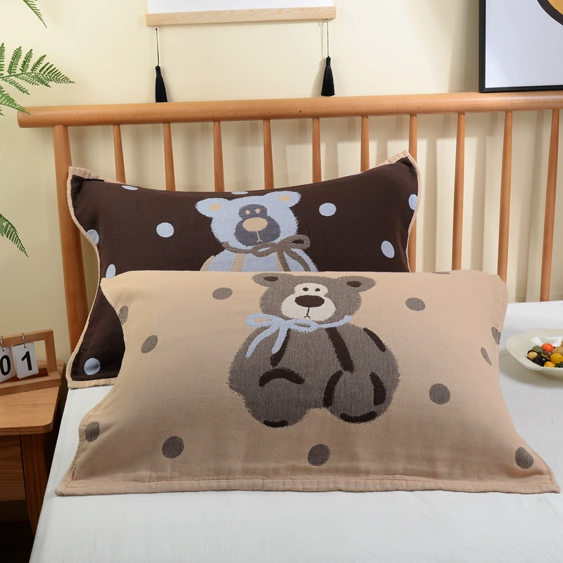 高档纯棉纱布枕巾简约全棉北欧式单人防滑不脱落透气枕头巾一对装