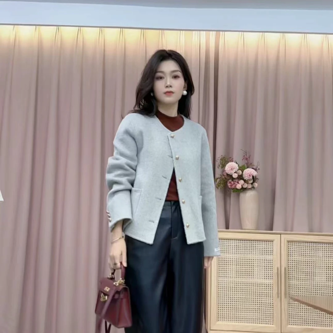 【影蔻+密斯影】2024秋冬短款气质百搭羊毛双面呢外套24101