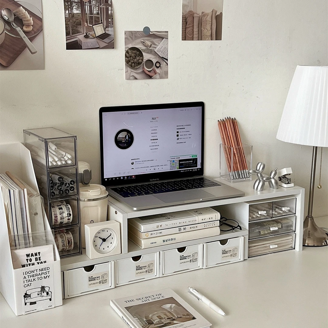 桌面置物架电脑增高架多层办公室桌上显示器收纳架透明简约台式