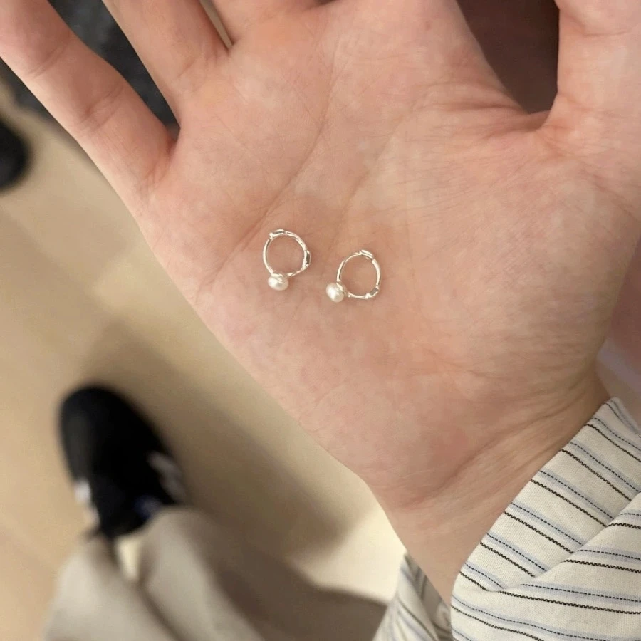 简约珠珠耳圈女养耳洞睡觉不用摘耳钉气质百搭素圈耳环耳扣