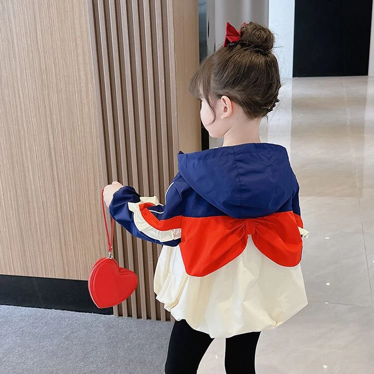 童装女童儿童2025秋装新款宝宝时尚春秋休闲拼色儿童秋款百搭风衣