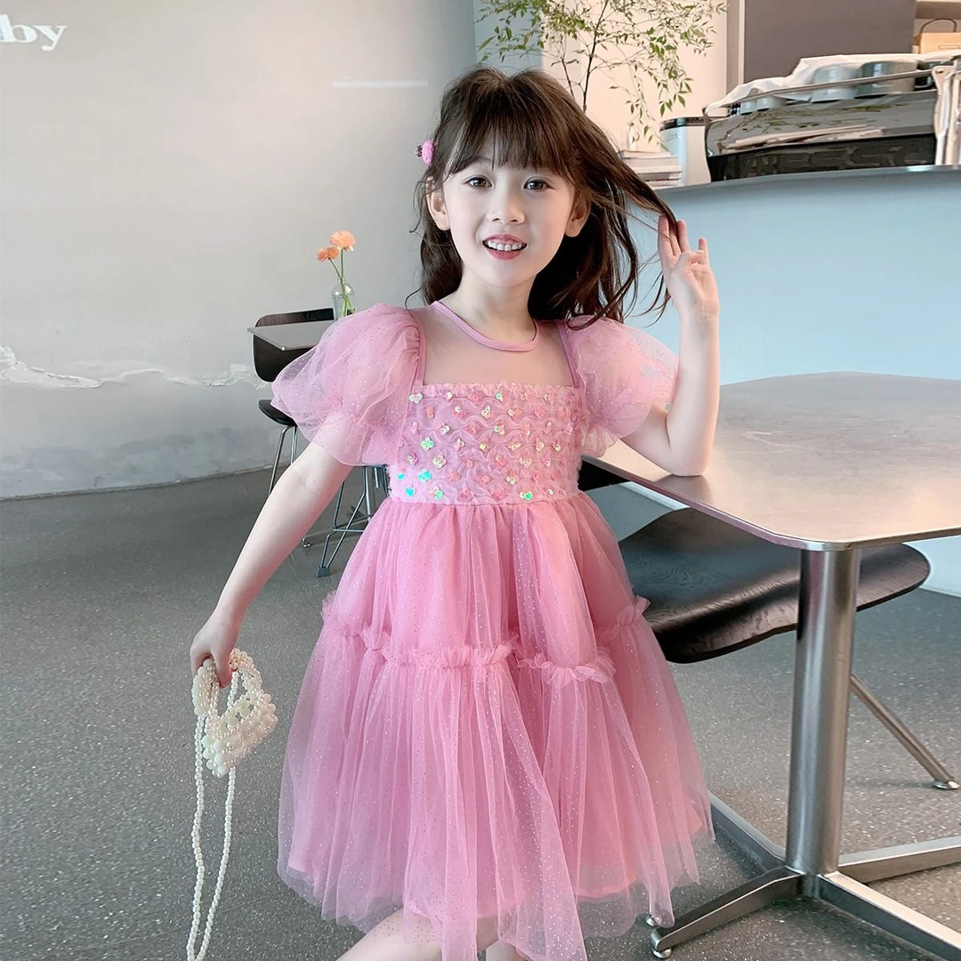 女童连衣裙夏装2025新款洋气儿童夏款蓬蓬纱裙小女孩公主裙子礼服