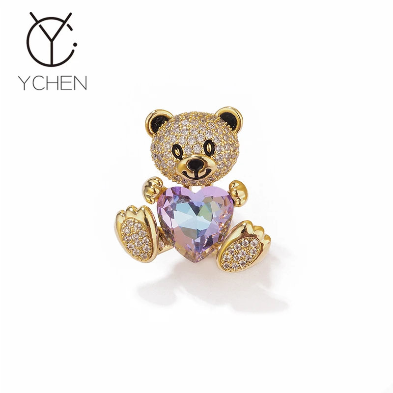 铜合金胸针 我心永恒高档爱心小熊胸针高级感精致别针