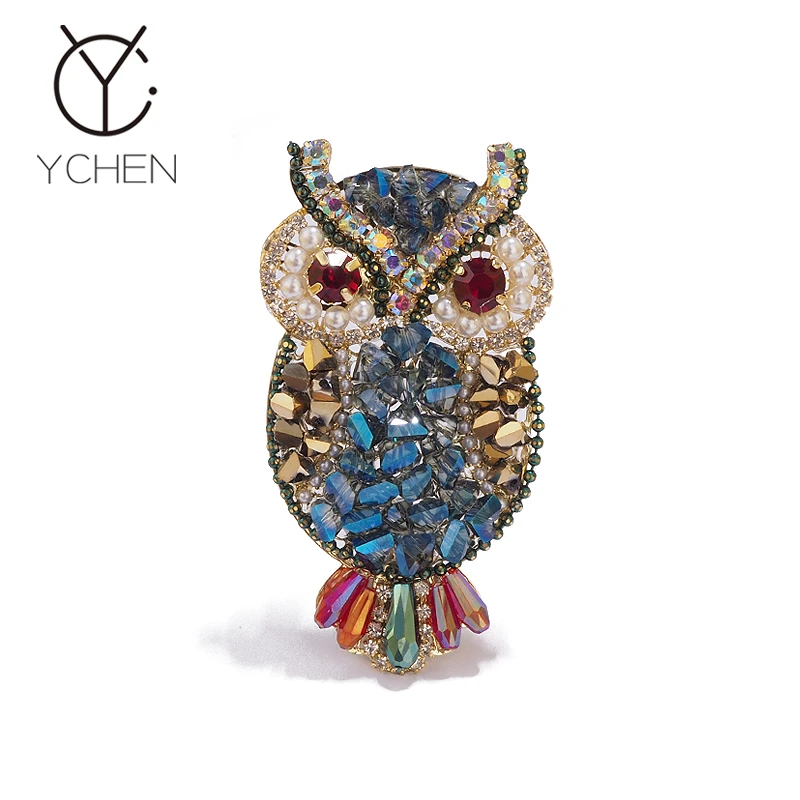 铜合金胸针 七彩猫头鹰胸针气质高级感精致连衣裙西装