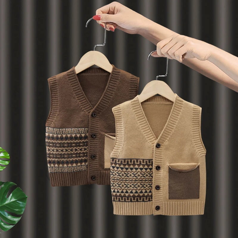 儿童马甲春秋新款2025洋气男童开衫小童坎肩女童毛衣针织婴儿背心