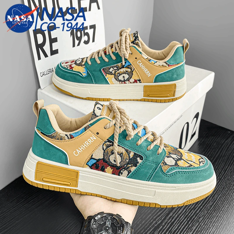 NASA联名小众男鞋夏季2024新款透气低帮休闲板鞋厚底防滑运动潮鞋